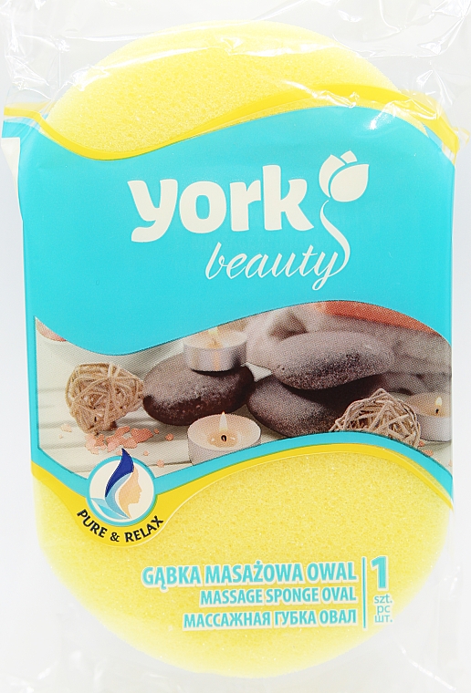 Губка для ванни та масажу, овал, жовта - York — фото N1