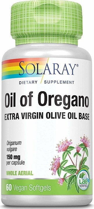 Пищевая добавка "Масло орегано", 150 mg - Solaray Oil of Oregano — фото N1