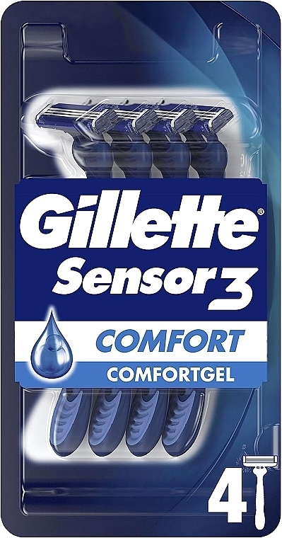 Одноразові чоловічі бритви, 4 шт. - Gillette Sensor3 Comfort — фото N1