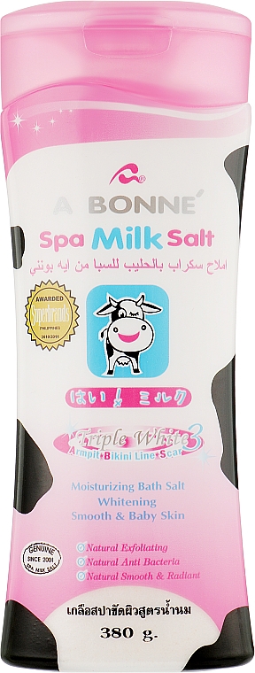 Скраб-соль для тела с молочными протеинами "Отбеливающий и Увлажняющий" - A Bonne Spa Milk Salt Moisturizing Bath Salt Whitening Smooth & Baby Skin — фото N1