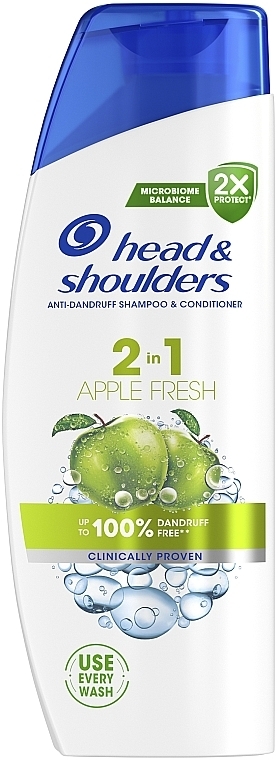 Шампунь і бальзам-ополіскувач проти лупи 2 в 1 "Свіже яблуко" - Head & Shoulders Apple Fresh Shampoo 2in1 — фото N1