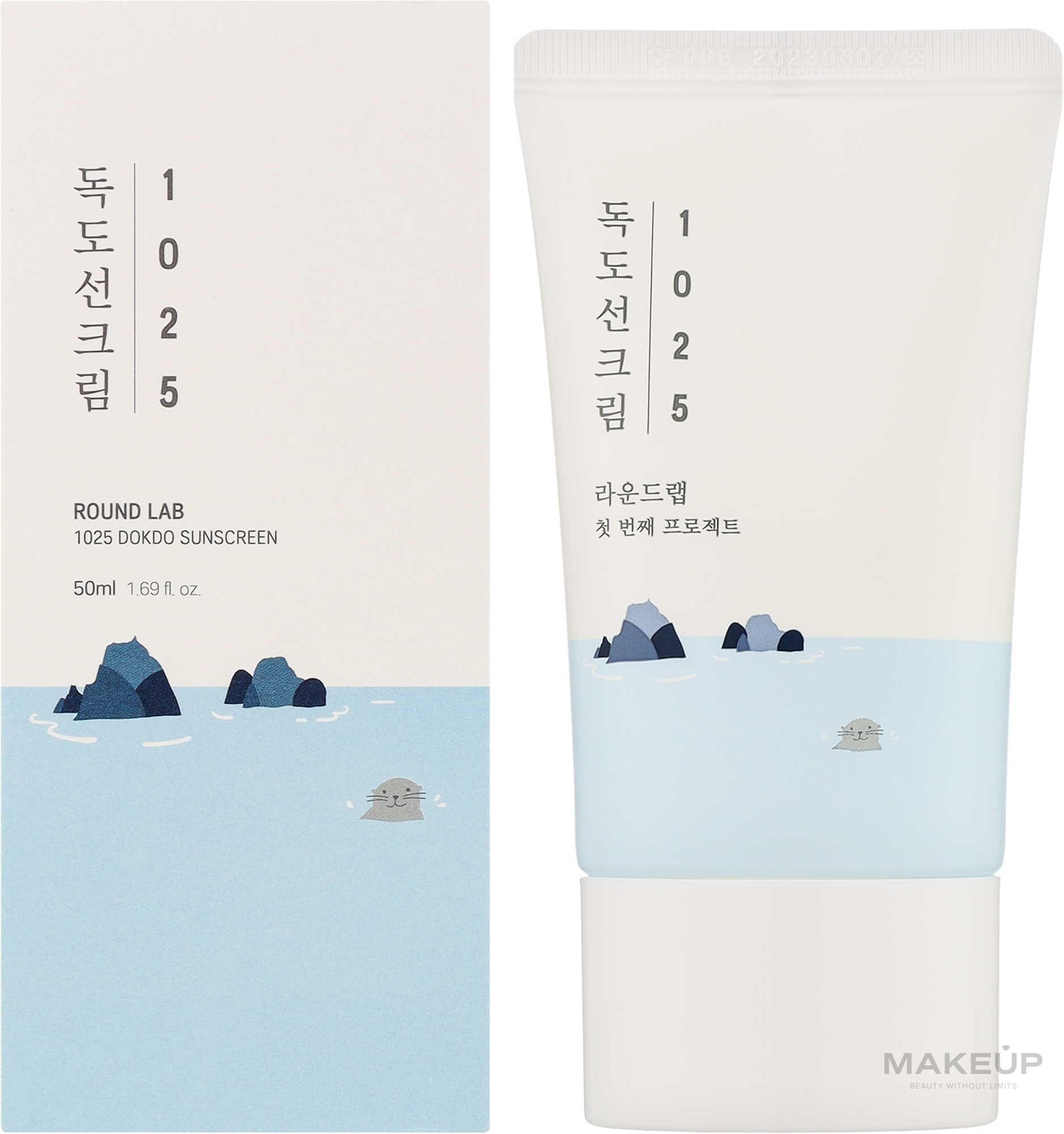 Солнцезащитный крем с морской водой - Round Lab 1025 Dokdo Sunscreen SPF 50+ PA++++ — фото 50ml