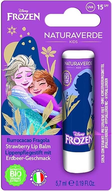 Бальзам для губ "Холодное сердце" - Naturaverde Kids Disney Frozen Strawberry Lip Balm SPF15 — фото N1