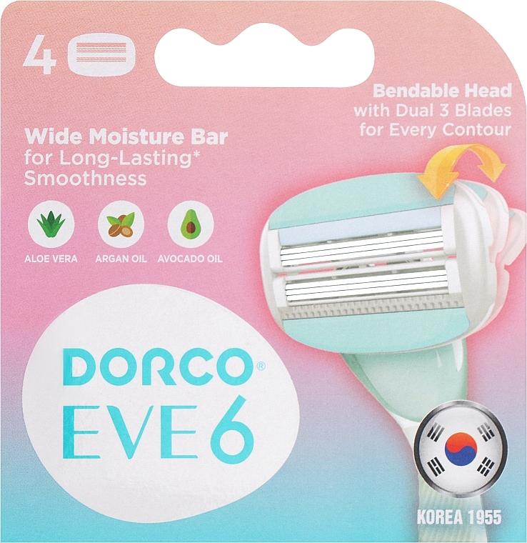 Картриджи для системы EVE6 для женщин, с 6 лезвиями - Dorco EVE6 Bendable Heads