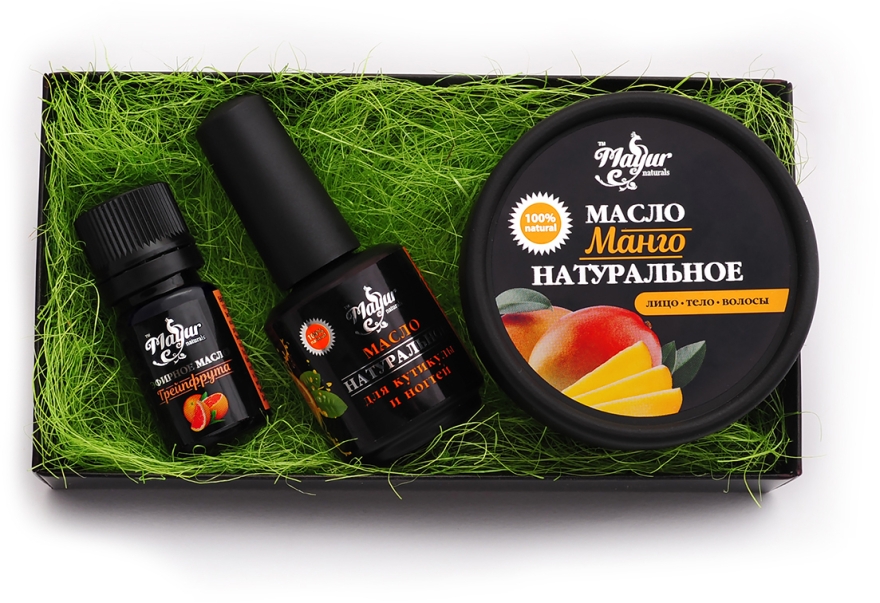 Подарочный набор для кожи и ногтей "Манго и Грейпфрут" - Mayur (oil/50ml + oil/15ml + oil/5ml) — фото N2