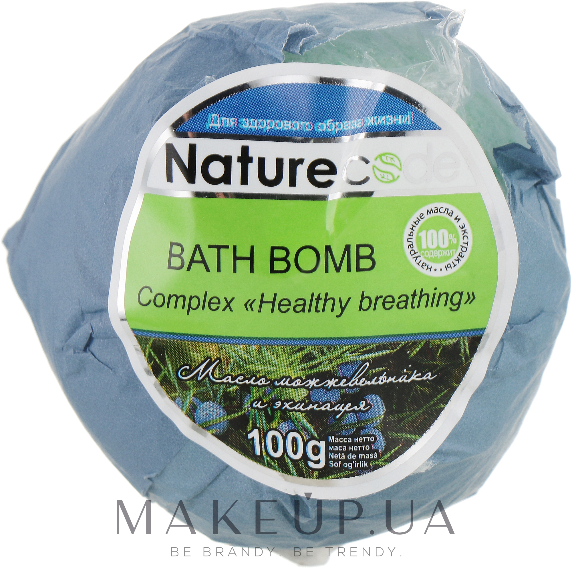 Бомба для ванн, зеленая - Nature Code Healthy Breathing Bath Bomb — фото 100g