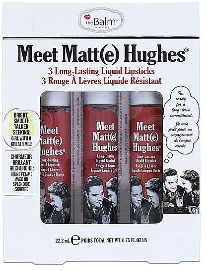 Набор матовых помад для губ - The Balm Meet Matte Hughes Kit (lipstick/3x7.4ml) — фото N1