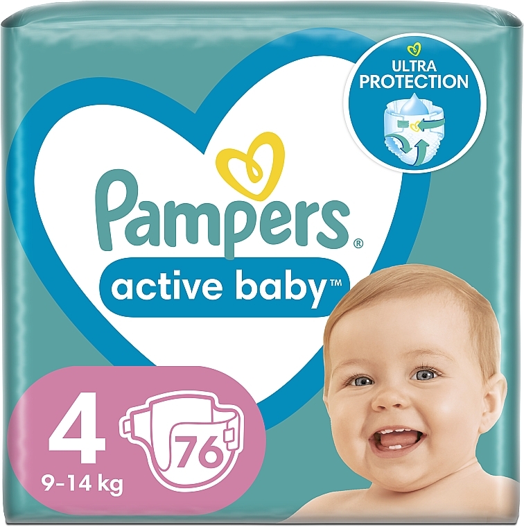 Подгузники Active Baby 4 (9-14 кг), 76 шт - Pampers — фото N1