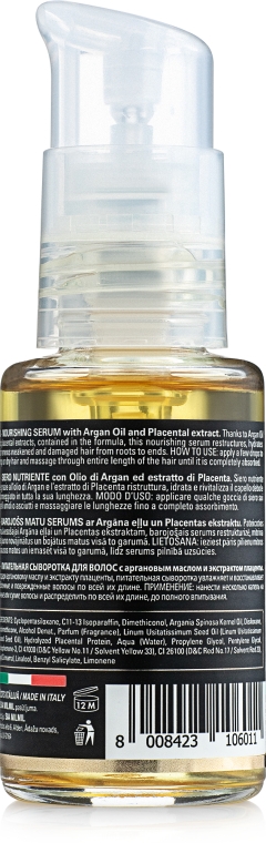 Питательная сыворотка против выпадения волос с аргановым маслом и экстрактом плаценты - Placenta Vitae Professional Line Nourishing Serum — фото N2