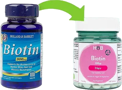 Пищевая добавка "Биотин", 300 мкг - Holland & Barrett Biotin — фото N2