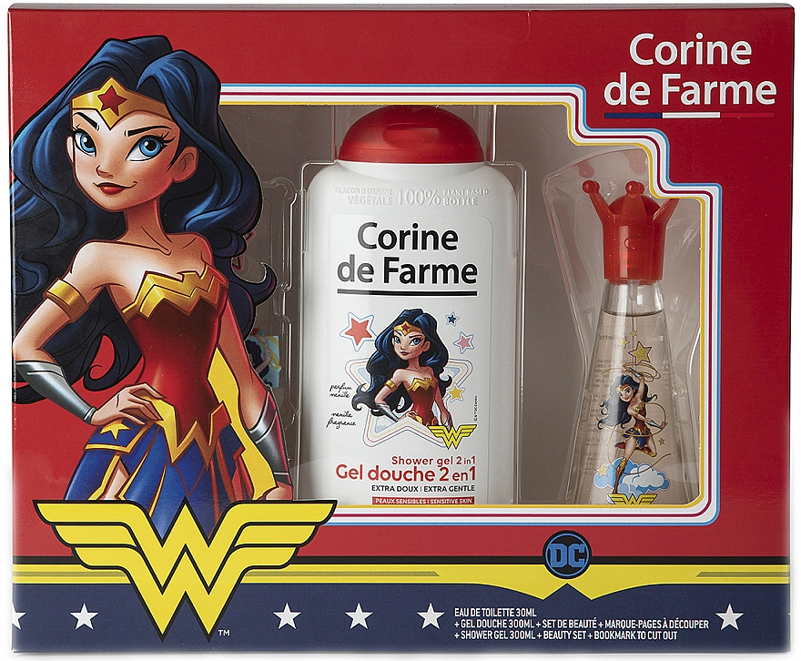 Corine De Farme Wonder Woman - Набор (edt/30ml + sh/gel/300ml + accessories/2pc) — фото N1