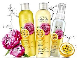 Духи, Парфюмерия, косметика Набор "Соблазнительная маракуйя и пион" - Avon Naturals (sh/gel/200ml + balm/spray/100ml + b/lotion/200ml)