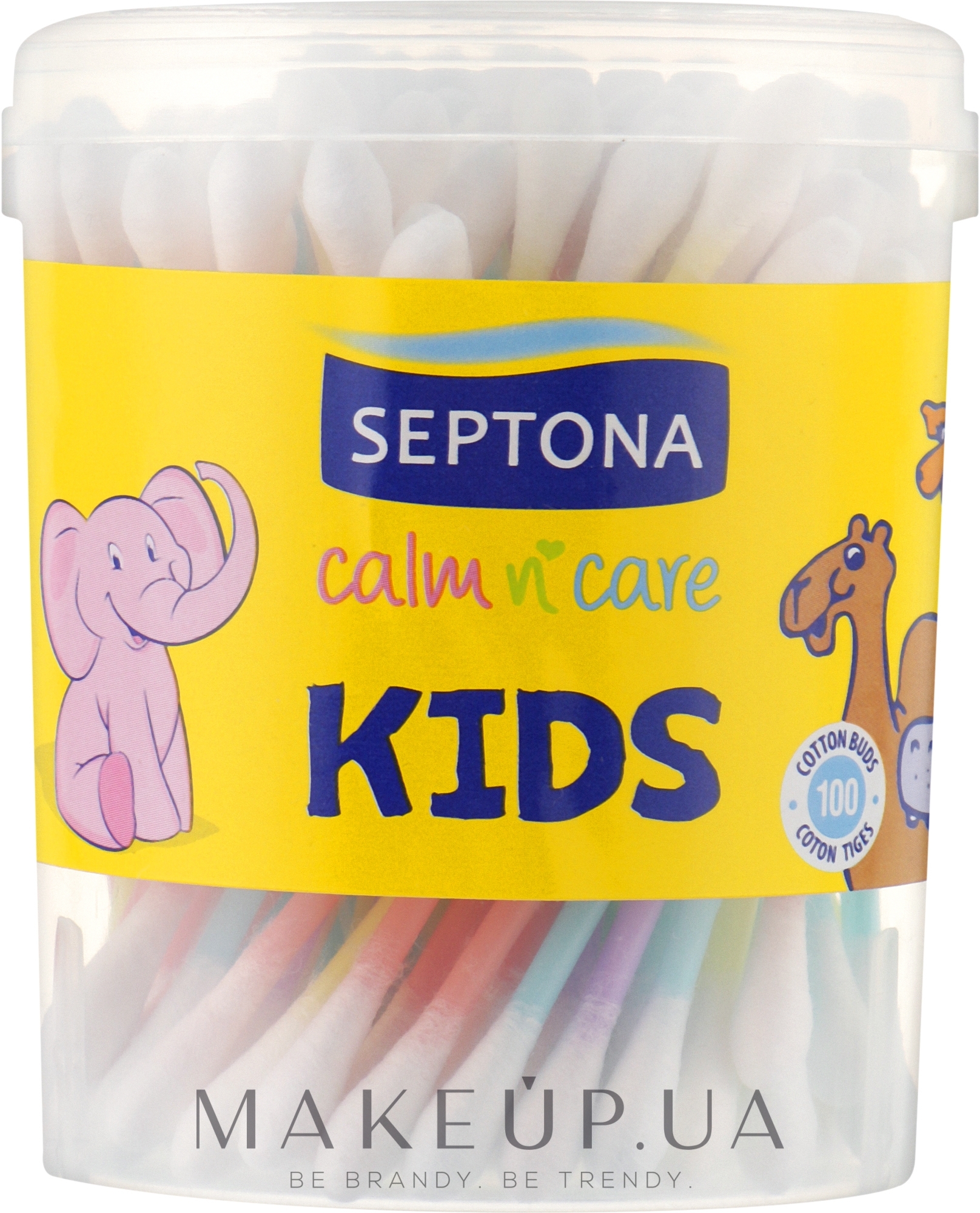 Ватні палички для дітей у круглому боксі, 100 шт. - Septona Calm In Care Kids — фото 100шт
