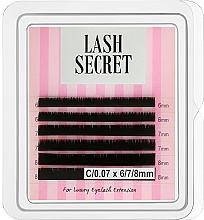 Накладні вії, чорні, мікс, 6 ліній (0.07, C, (6,7,8)) - Lash Secret — фото N1