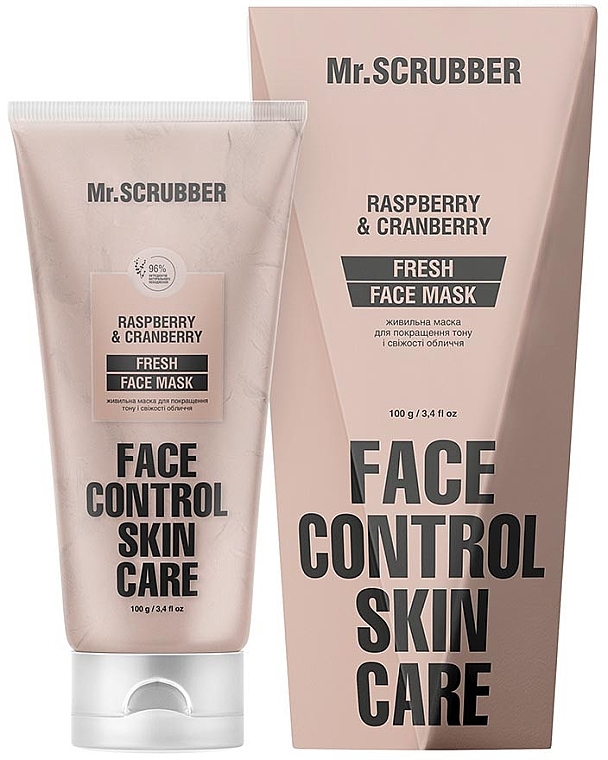 Живильна маска для покращення тону і свіжості обличчя - Mr.Scrubber Face Control Skin Care Fresh Raspberry & Cranberry Face Mask