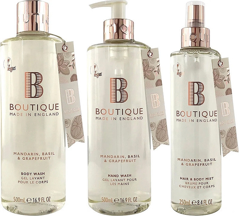 Набір - Grace Cole Boutique Mandarin, Basil & Grapefruit Boutique (b/mist/250ml + h/wash/500ml + sh/gel/500ml) — фото N1