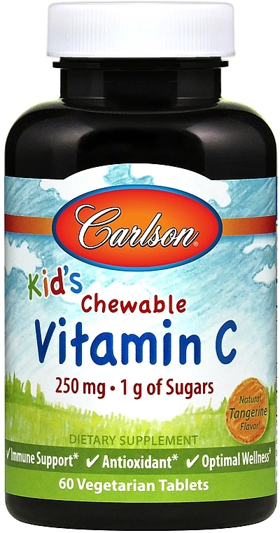 Жувальний вітамін С, з натуральним смаком мандарина - Carlson Labs Kid's Chewable Vitamin C — фото N1