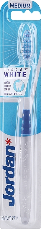 Зубна щітка середньої жорсткості, синя з колами - Jordan Target White — фото N1