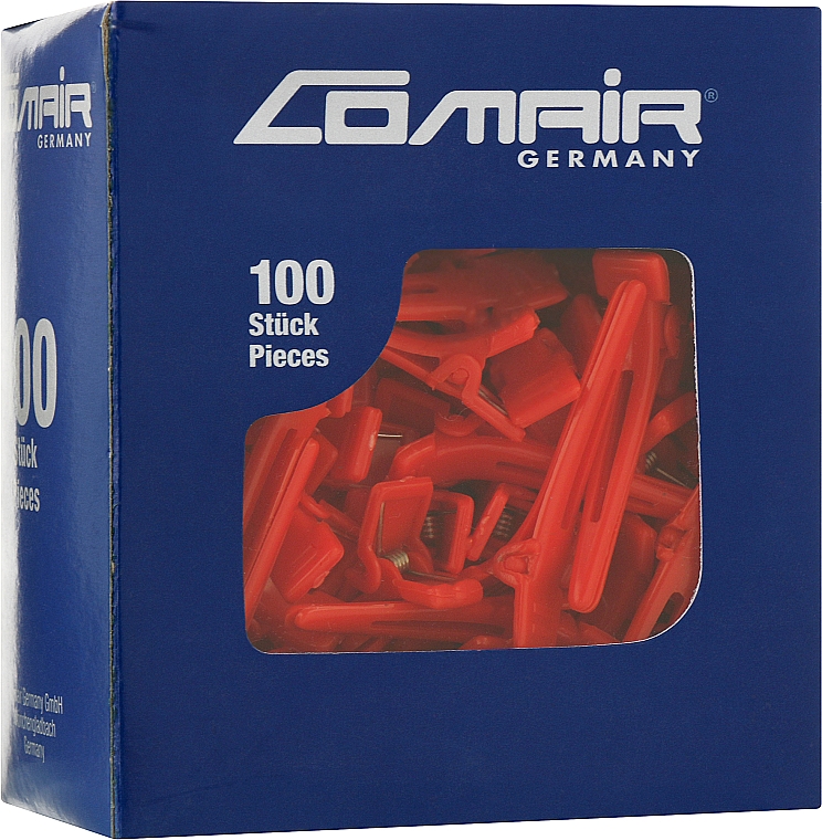 Зажими пластикові гострі, червоні, 100шт - Comair — фото N2