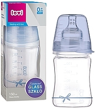 Пляшечка скляна "Diamond Glass Baby Shower", 150 мл, 0+ міс., синя - Lovi — фото N1