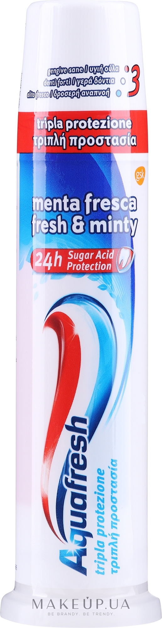 Зубная паста освежающе-мятная в поршневой упаковке - Aquafresh Fresh&Minty — фото 100ml