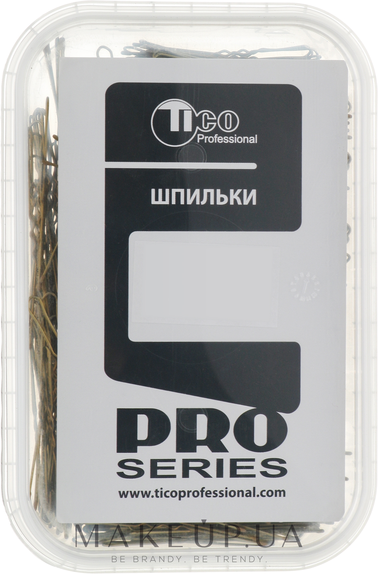 Шпильки для волосся, хвилясті, з наконечником, 49 мм., золотисті - Tico Professional — фото 200g