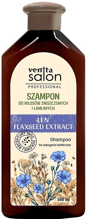 Шампунь для поврежденных волос - Venita Salon Professional Len Extract — фото N1