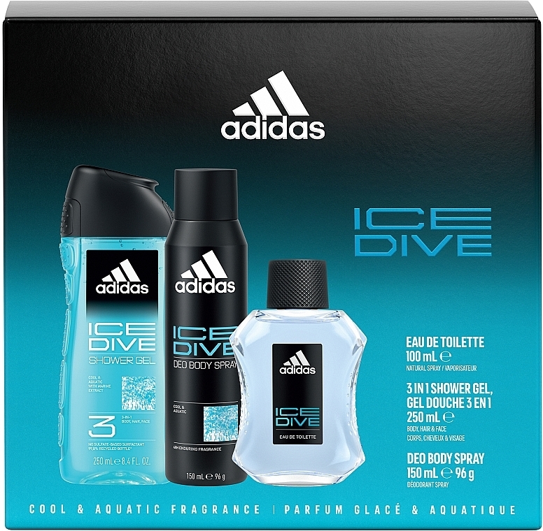 Adidas Ice Dive - Набір (edt/100ml + deo/150ml + sh/gel/250ml) — фото N2