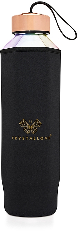 Скляна голографічна пляшка для води з аметистом, 650 мл - Crystallove Hexagon Hologram Amethyst Bottle — фото N6