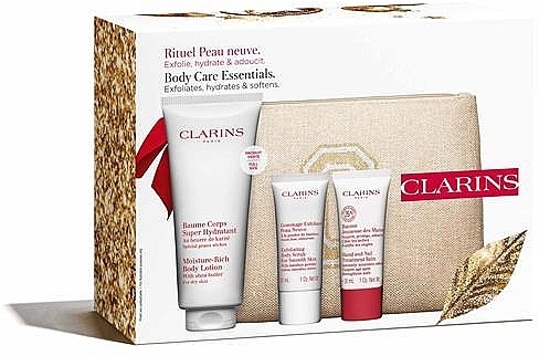 Набор - Clarins Body Care Essentials Set (b/lot/200 ml + b/scr/30 ml + h/balm/ 30 ml + bag) — фото N1