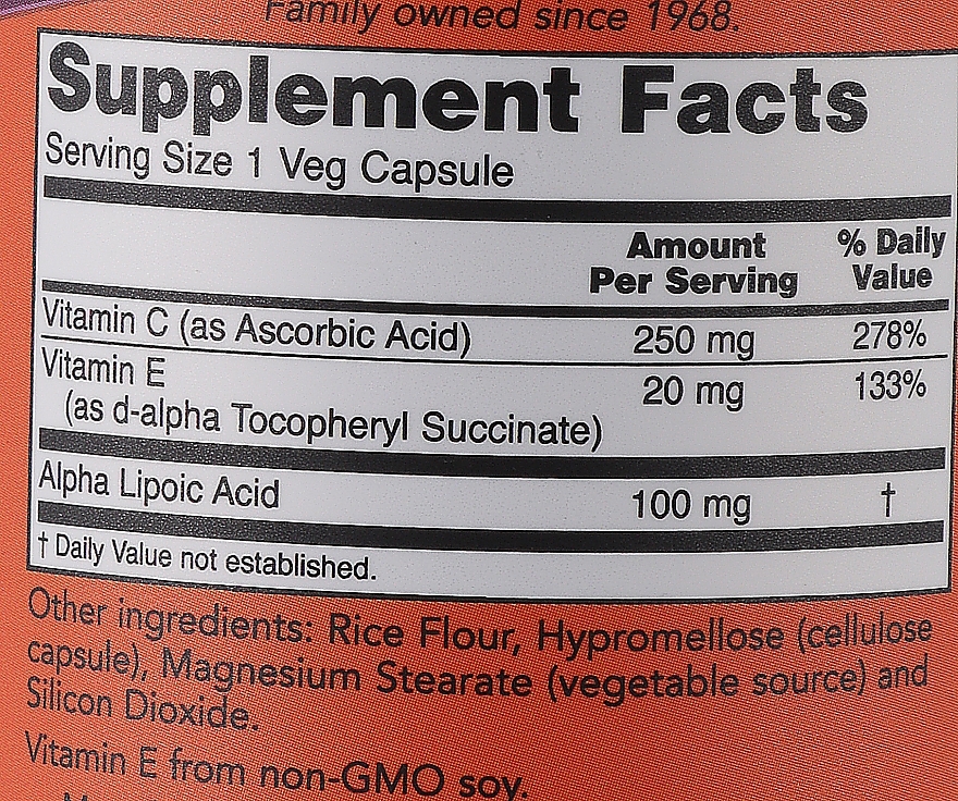 Альфа-ліпоєва кислота з вітамінами C та E, 100 мг - Now Foods Alpha Lipoic Acid — фото N3