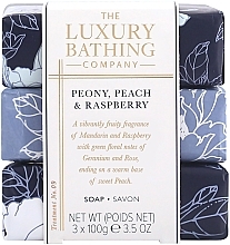 Духи, Парфюмерия, косметика Набор - Grace Cole The Luxury Bathing Peony Peach And Raspberry (soap/3x100g)