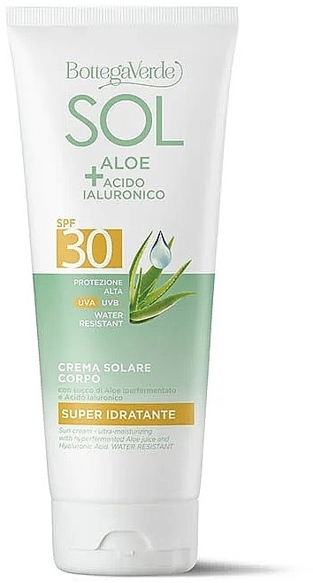 Солнцезащитный крем для тела - Bottega Verde Sol Aloe + Hyaluronic Acid Sunscreen SPF30 — фото N1