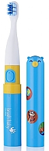 Духи, Парфюмерия, косметика Электрическая зубная щетка с наклейками, голубая - Brush-Baby Go-Kidz Blue Electric Toothbrush