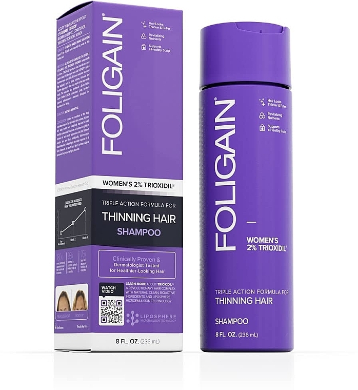Шампунь від випадання волосся для жінок - Foligain Women's Triple Action Shampoo For Thinning Hair — фото N1