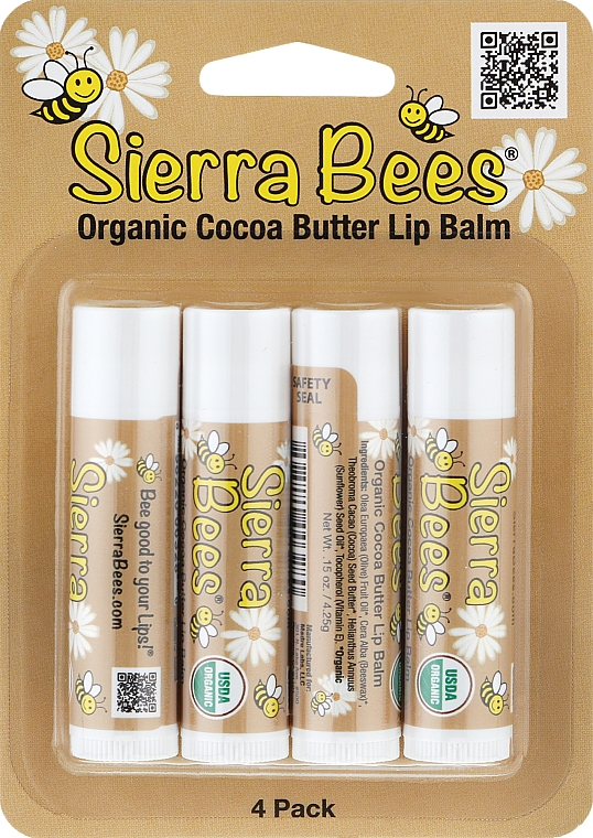 Набор бальзамов для губ "Какао масло" - Sierra Bees (lip/balm/4x4,25g) — фото N1