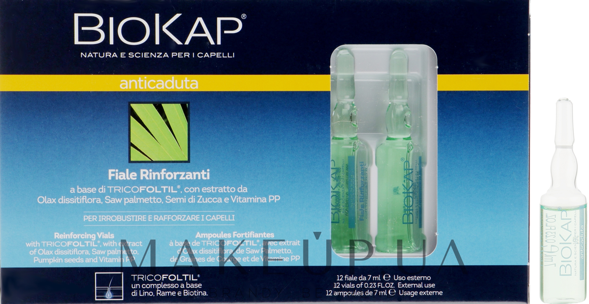 Засіб для зміцнення і захисту волосся від випадання - BiosLine BioKap Hair Loss Ampoules — фото 12x7ml