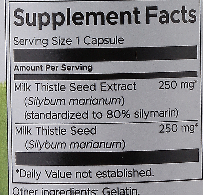Дієтична добавка "Розторопша плямиста" 250 мг, 120 шт. - Swanson Milk Thistle — фото N2
