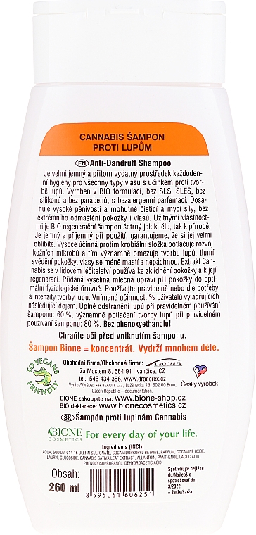 Шампунь проти лупи - Bione Cosmetics Cannabis Anti-dandruff Shampoo For Women — фото N2