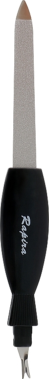 Пилочка для ногтей с триммером для кутикулы ПС025, сапфировая, 16 см, черная - Rapira — фото N1