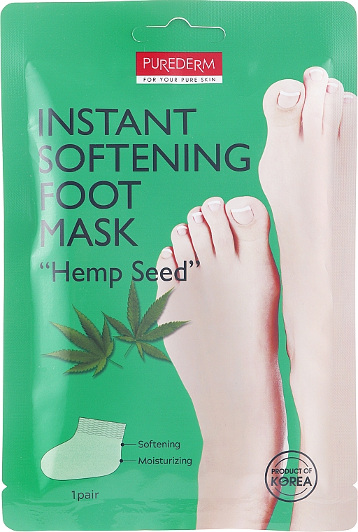 Смягчающая маска для ног c маслом семян конопли - Purderm Instant Softening Foot Mask "Hemp Seed" — фото N1