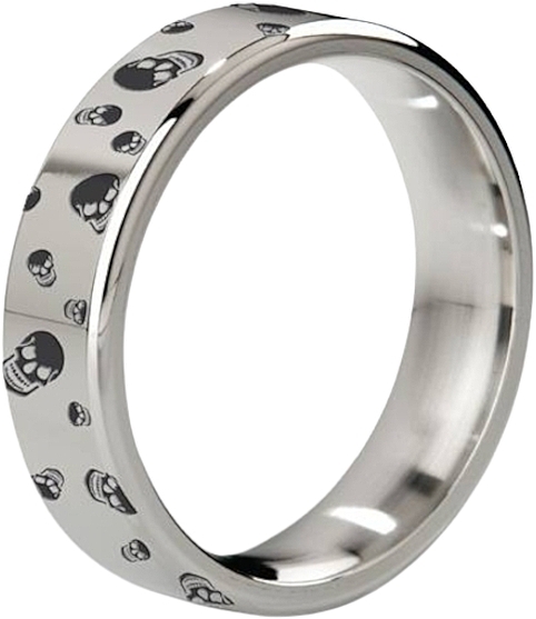 Эрекционное кольцо, 55 мм, матовое с гравировкой - Mystim Duke Strainless Steel Cock Ring  — фото N1