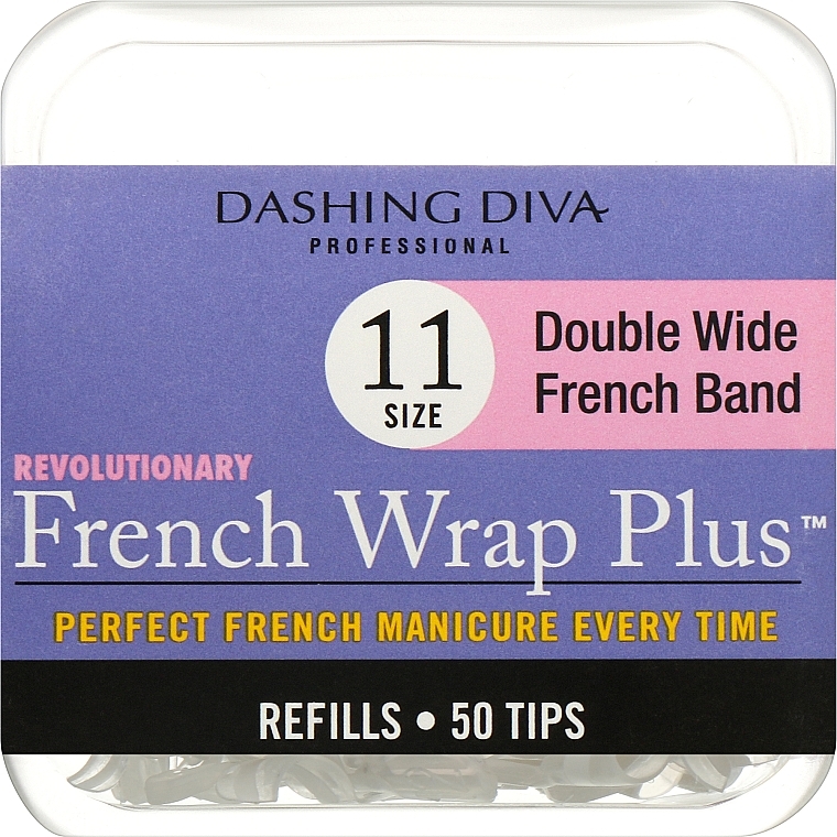 Типсы широкие "Френч Смайл+" - Dashing Diva French Wrap Plus Double Wide White 50 Tips (Size-11) — фото N1