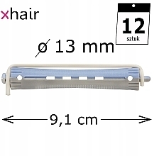 Бігуді-коклюшки для холодного завивання волосся, d13 мм, сіро-блакитні, 12 шт. - Xhair — фото N2