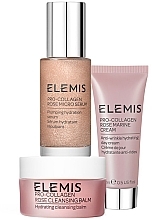 Набор трио фаворитов для наполнения и увлажнения кожи с розой - Elemis Pro-Collagen Rose Discovery (ser/30ml+cr/15ml+balm/20g) — фото N2