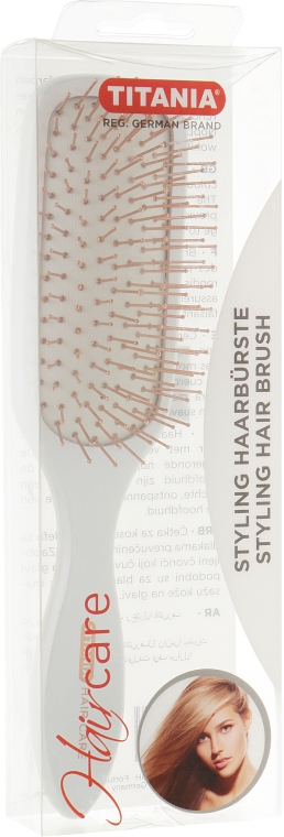 Стильная массажная щетка для волос, прямоугольная, 21.5см - TITANIA — фото N2