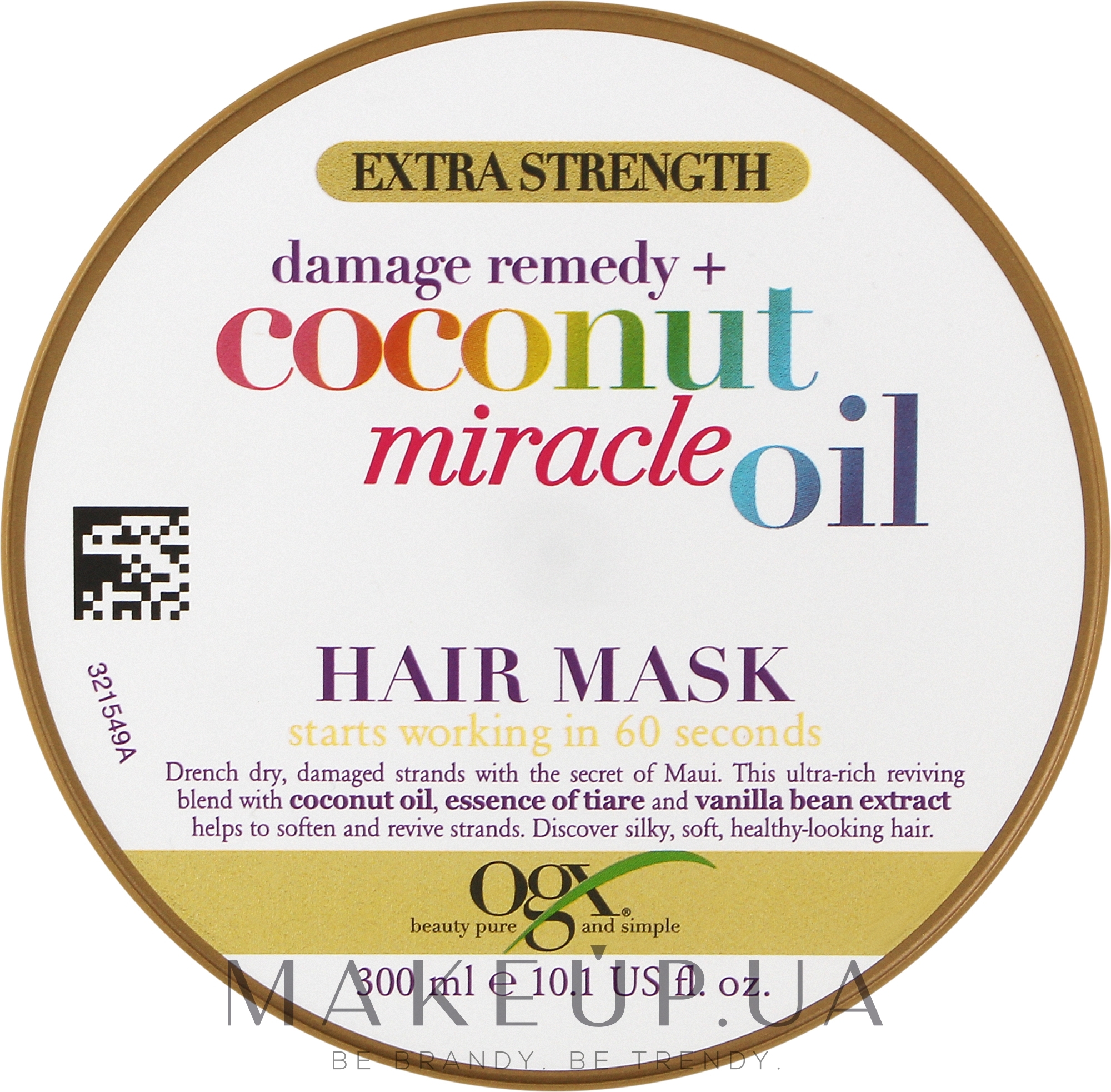 Маска для поврежденных волос с кокосовым маслом - OGX Coconut Miracle Oil Hair Mask — фото 300ml