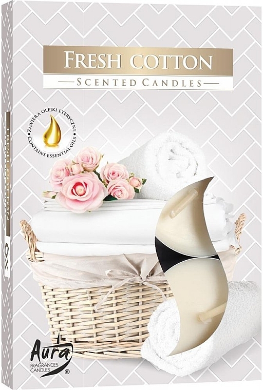 Набор чайных свечей "Свежий котон" - Bispol Fresh Cotton Scented Candles — фото N1