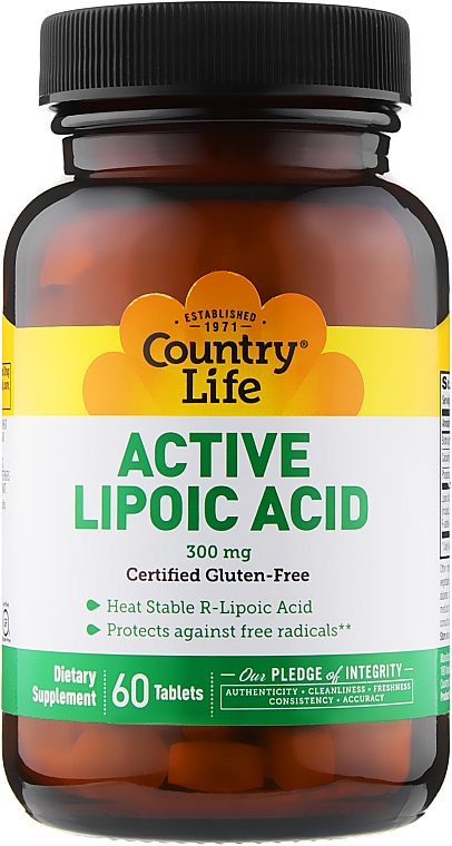 Ліпоєва кислота, 300 мг - Country Life Active Lipoic Acid Time Release — фото N1