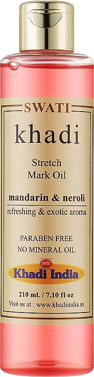 Масло от растяжек "Мандарин и нероли" - Khadi Swati Ayurvedic Stretch Mark Oil Mandarin & Neroli — фото N1